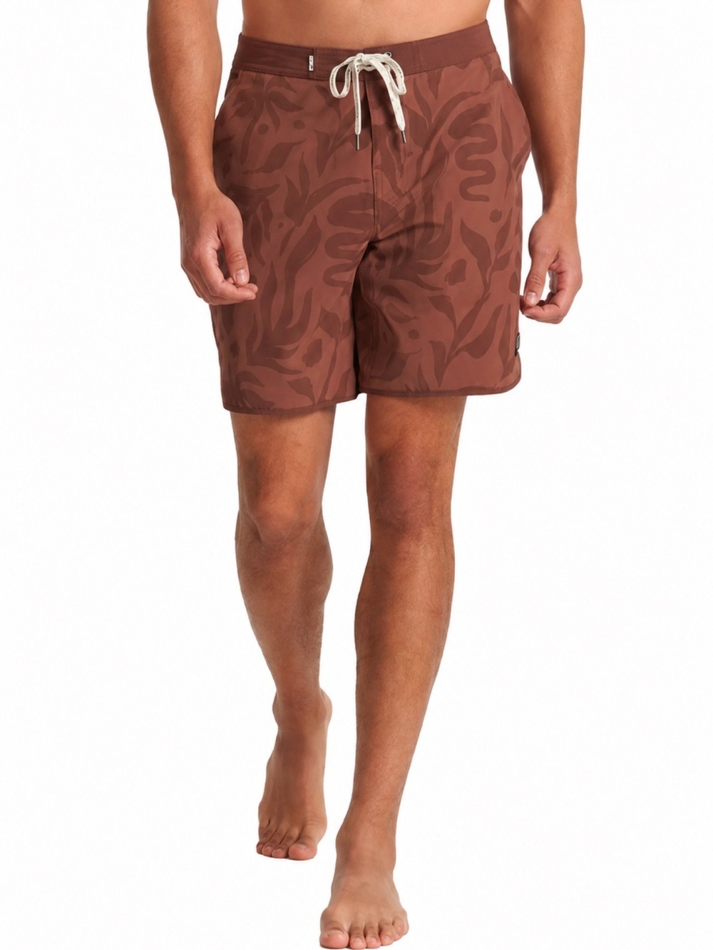 Vuori Cruise Boardshort Men’s Brown Tropical Print Swim Trunks Size 32 EUC!